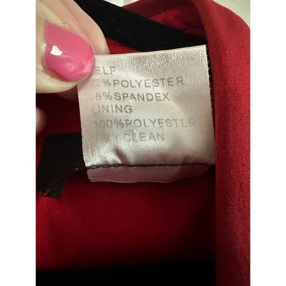 TADASHI Collection Shutter Pleated Red Ombre Square Neckline Bodycon Dress M - Picture 5 of 7